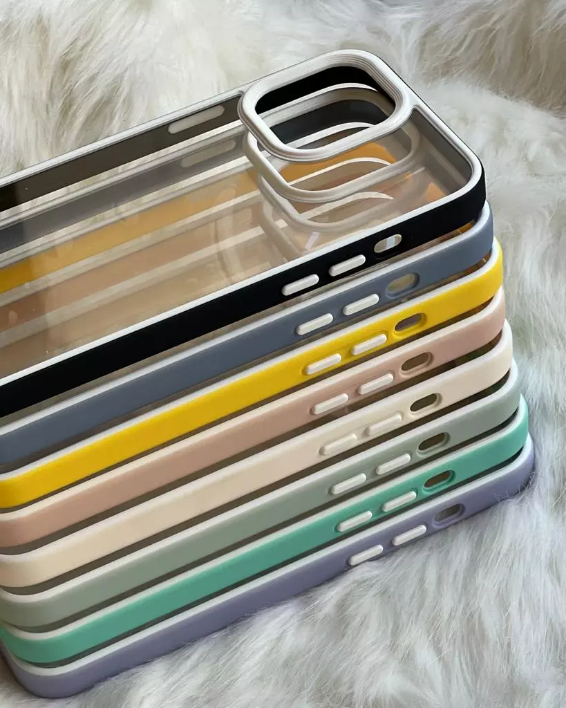 قاب موبایل آیفون بستنی سفید دورنگ پشت طلق ( 30111 )