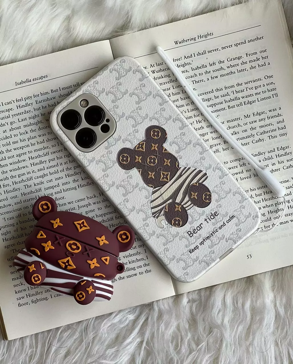 قاب موبایل آیفون خرس راه راه زبرا محافظ لنزدار + بند سیلیکونی