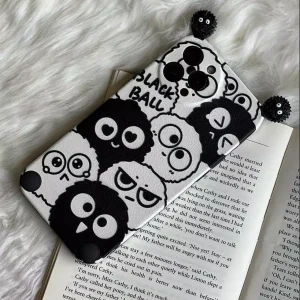 قاب موبایل آیفون هپل گوش دار سیاه و سفید محافظ لنزدار