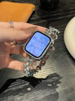 بند اپل واچ Diamond leaf bracelet با گارد نگینی (کدw5072) - تصویر 5