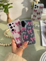 قاب پاپیون صورتی اکلیلی پشت طلق آیفون ، سامسونگ ، شیائومی (کدC1886) - تصویر 3