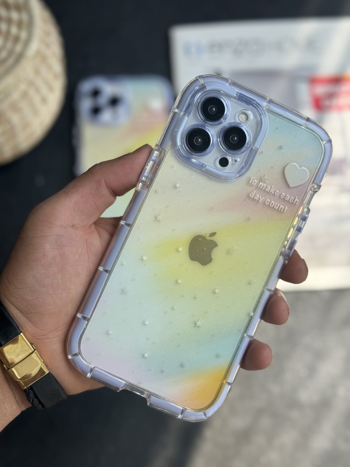 قاب موبایل آیفون ستاره رنگین کمانی شفاف