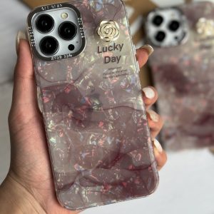 قاب موبایل آیفون ماربل زرشکی گل برجسته