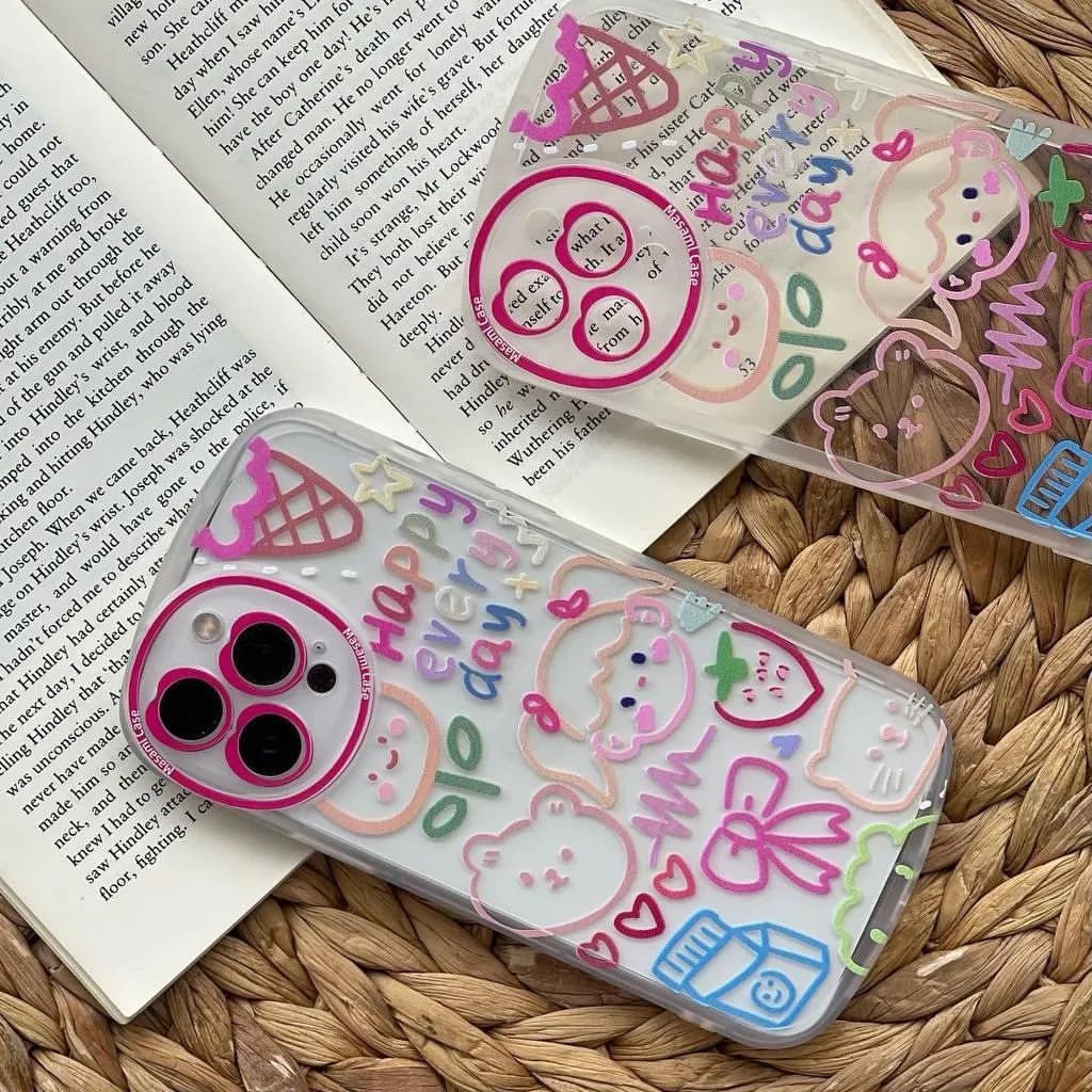 قاب موبایل آیفون دختر نقاشی قلب دوربینی محافظ لنزدار