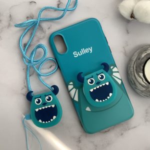 قاب موبایل آیفون سالیوان مایک ژله ای براق پرینتی + پاپ سوکت و بند ست