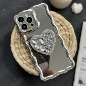 قاب موبایل آیفون قلب دایموند سیلور کرومی