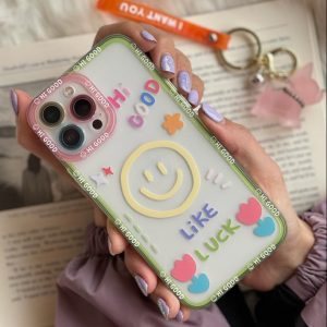 قاب موبایل آیفون سلام دنیا رنگی محافظ لنزدار