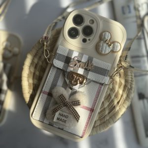 قاب موبایل آیفون میکی باربری جاکارتی دار + بندست بلند