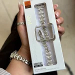 بند اپل واچ Diamond leaf bracelet با گارد نگینی (کدw5072)