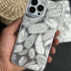 قاب موبایل آیفون پر مرغ عشق نقره ای هلوگرامی