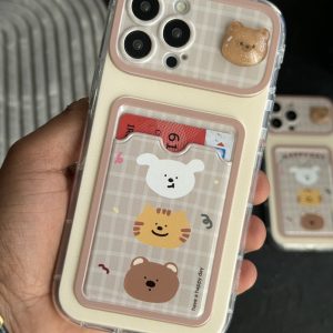 قاب موبایل آیفون جاکارتی خرسی بند ست