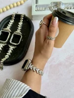 بند اپل واچ Diamond leaf bracelet با گارد نگینی (کدw5072) - تصویر 3