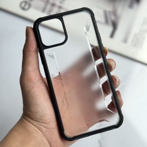 قاب موبایل آیفون ادویا پشت مات بیرنگ دور مشکی