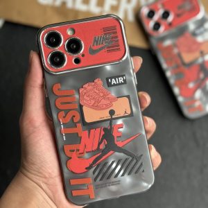 قاب موبایل آیفون نایک جردن بارکد قرمز محافظ لنزدار