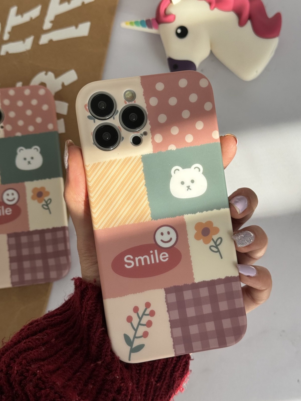 قاب موبایل آیفون شاخه گل ارغوانی محافظ لنزدار