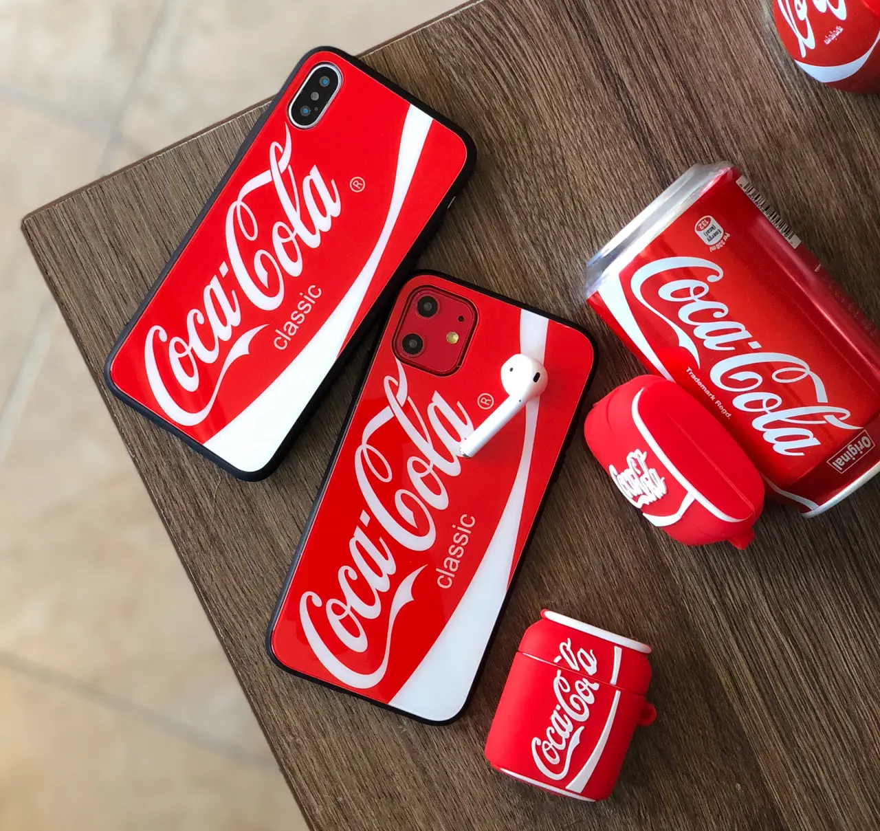قاب موبایل آیفون کوکاکولا پشت گلس قرمز