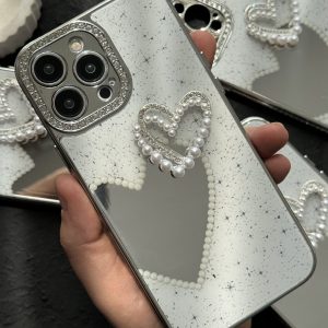 قاب موبایل آیفون قلب لاولی آیینه ای صدفی