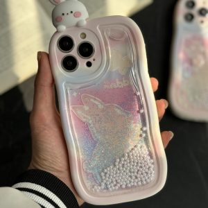 قاب موبایل آیفون خرگوش آکواریومی سیلیکونی سفید