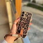 قاب پلنگی قهوه ای سالید با آویز آیفون سامسونگ شیائومی (کدC1925)