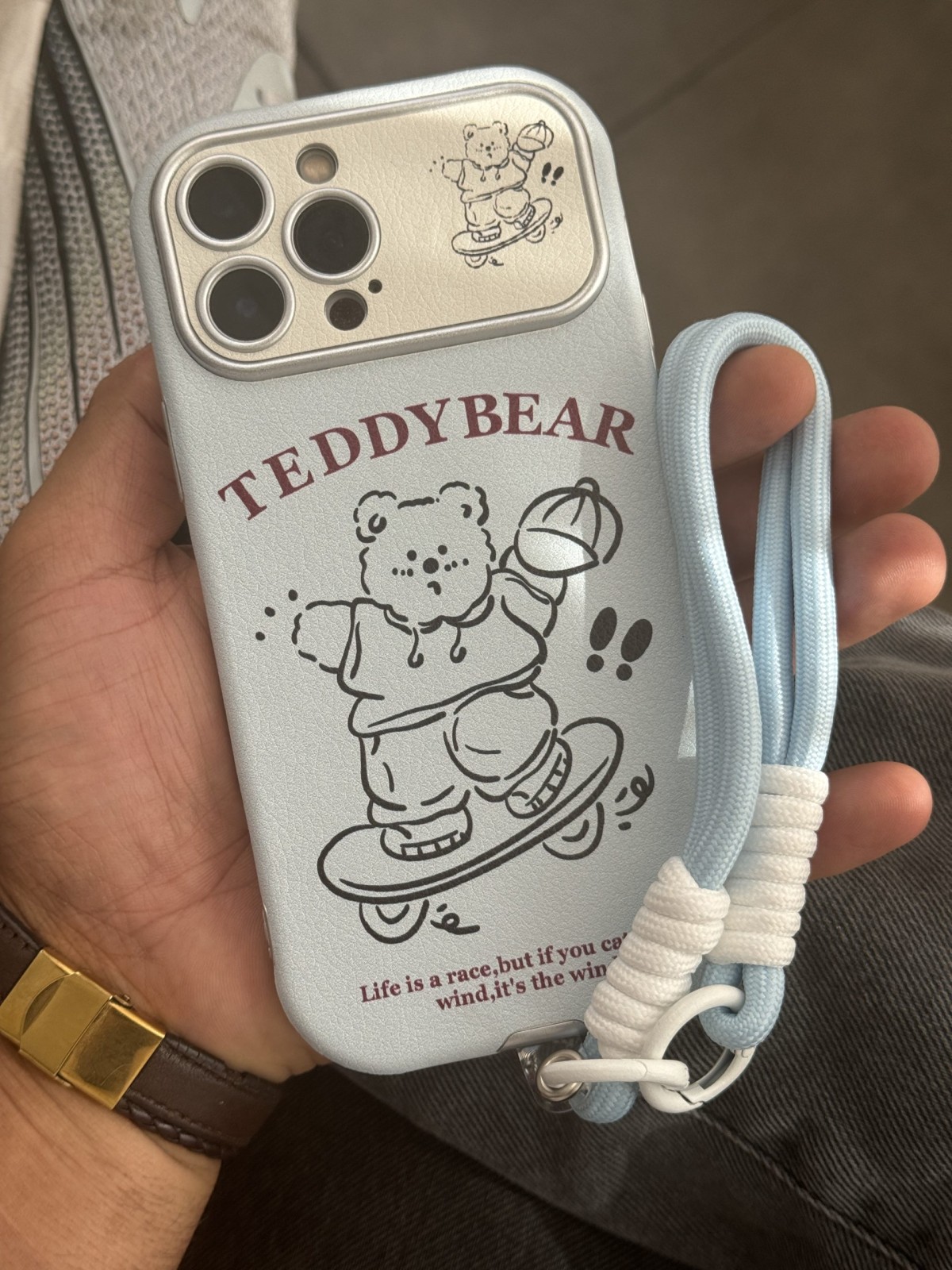 قاب موبایل آیفون خرس تدی اسکیت سوار (بدون بند)