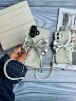 قاب پاپیون نقره ای با بند ژلاتینی (کدC2003)