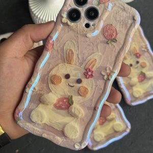 قاب موبایل آیفون خرگوش آبرنگی سه بعدی