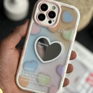 قاب موبایل آیفون قلب رنگارنگ کالر آیینه ای