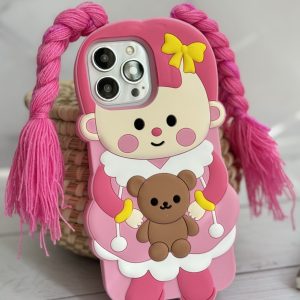 قاب موبایل آیفون عروسک صورتی لونا