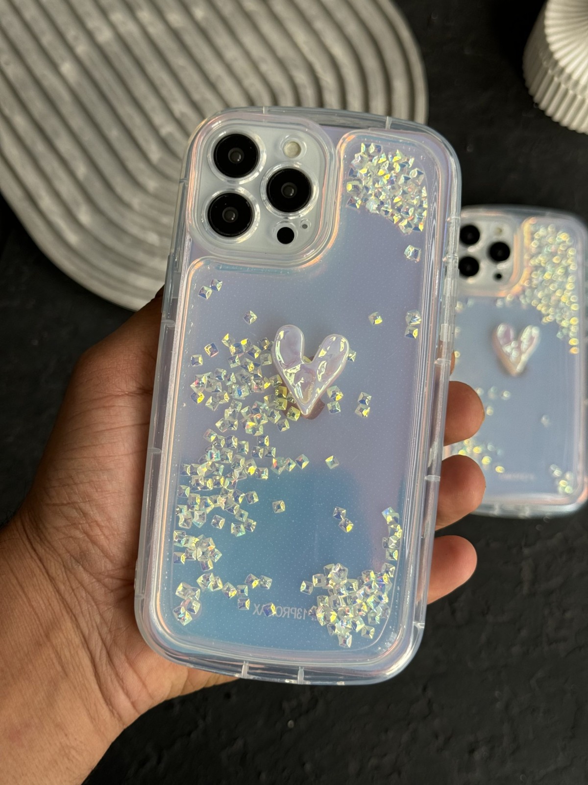 قاب موبایل آیفون قلب کریستالی آکواریومی