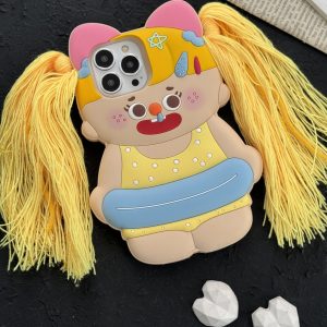 قاب موبایل آیفون عروسک ناتالی مو زرد سیلیکونی