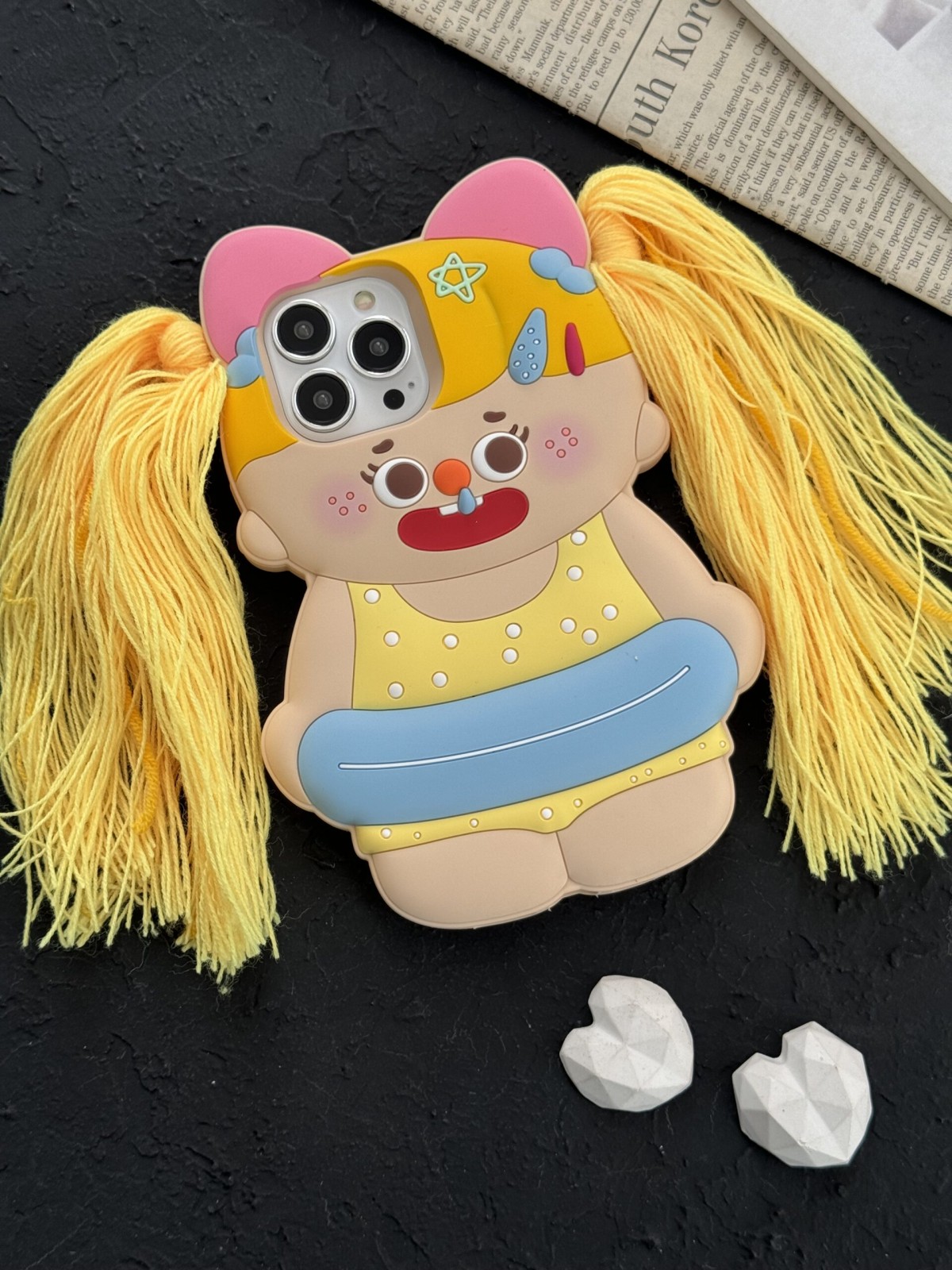 قاب موبایل آیفون عروسک ناتالی مو زرد سیلیکونی