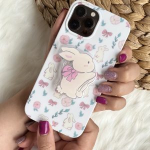 قاب موبایل آیفون خرگوش پاپیون دار + پاپسوکت ست