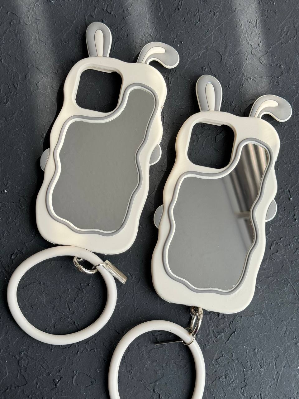 قاب موبایل آیفون خرگوش آینه ای سیلیکونی گوش دار + حلقه ست