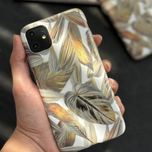 قاب موبایل آیفون برگ طلایی فلزی آیینه ای ( 1031 )