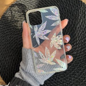 قاب موبایل آیفون برگ نقره ای فلزی