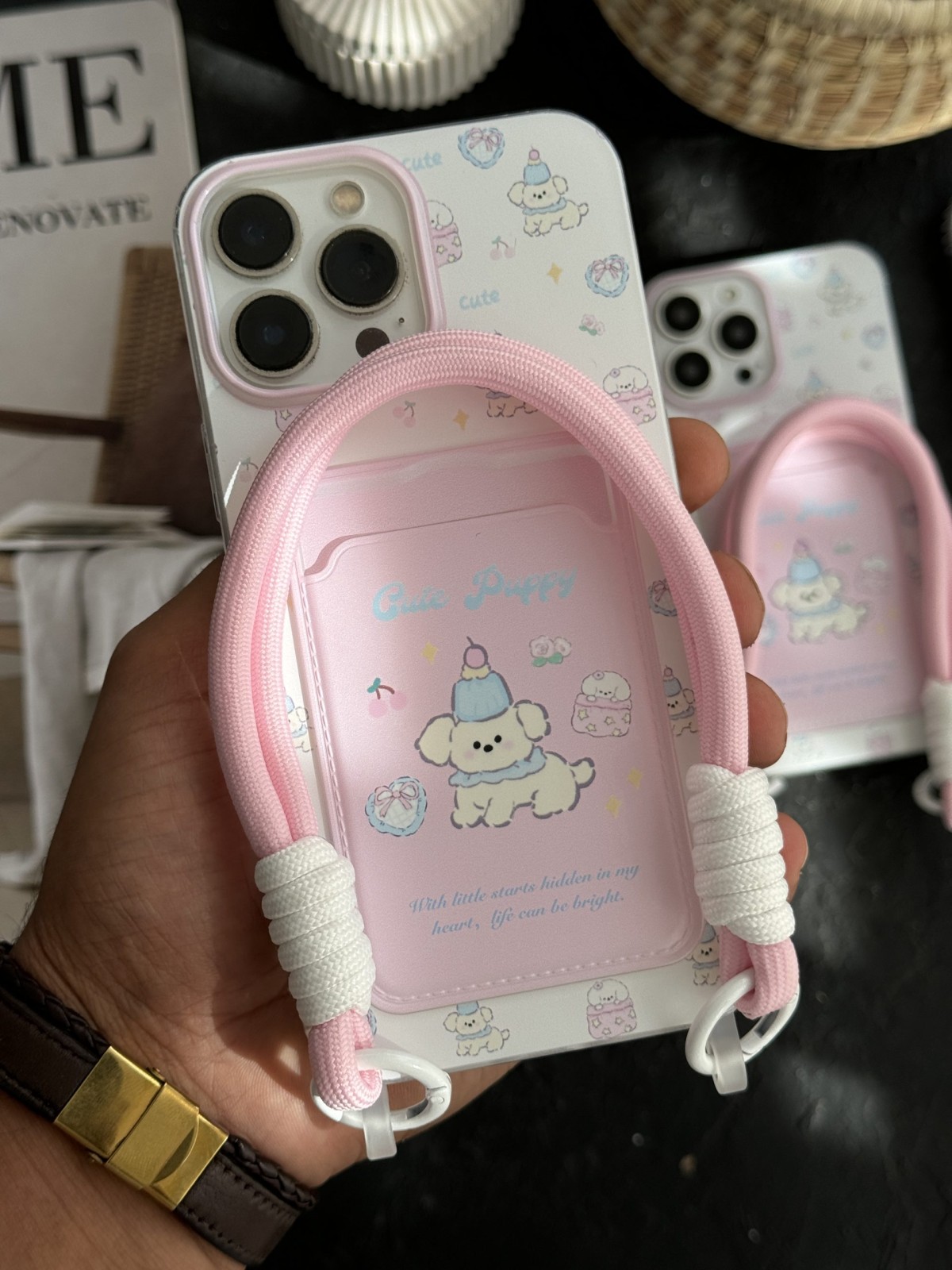 قاب موبایل آیفون سگ کیوتی داگ جاکارتی بنددار