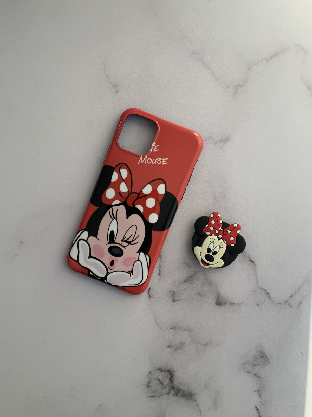 قاب موبایل آیفون میکی مینی دختر قرمز + پاپ سوکت