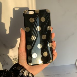 قاب موبایل آیفون خالخالی مشکی طلایی