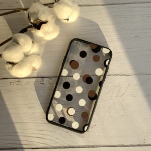 قاب موبایل آیفون خال خالی بی رنگ توپی ژله ای