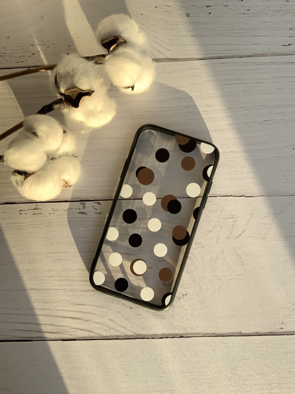 قاب موبایل آیفون خال خالی بی رنگ توپی ژله ای