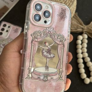 قاب موبایل ( آیفون - سامسونگ ) دختر بالرین جعبه موزیکال بند ست