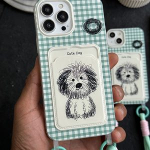 قاب موبایل آیفون سگ نقاشی کیوت جاکارتی + بندست