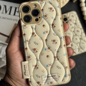 قاب موبایل آیفون گل رزالین پافری بالشتی