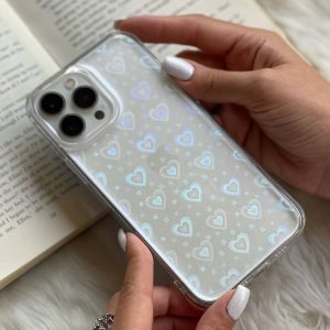 قاب موبایل آیفون بی رنگ قلب سه بعدی