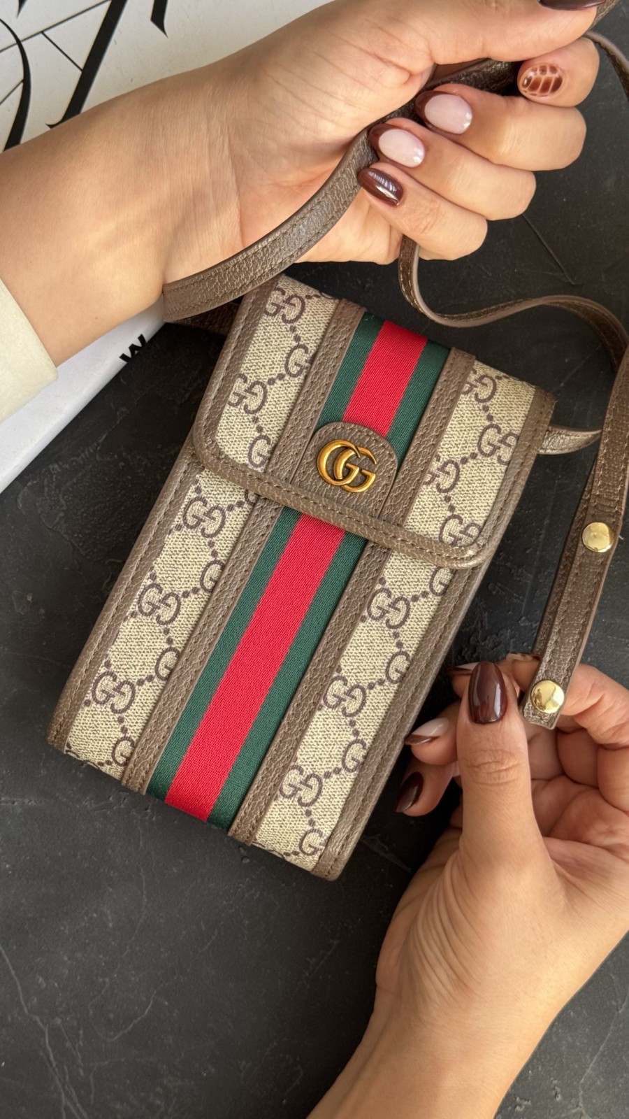 کیف فری سایز یک طرفه گوچی فونتی + بندچرمی