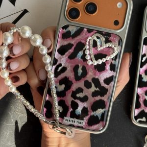 قاب موبایل آیفون سینیور تایم قلب صورتی + بندست