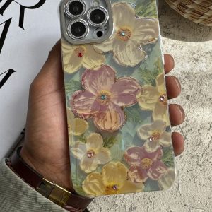 قاب موبایل ( آیفون ) گل همیشه بهار آبرنگی