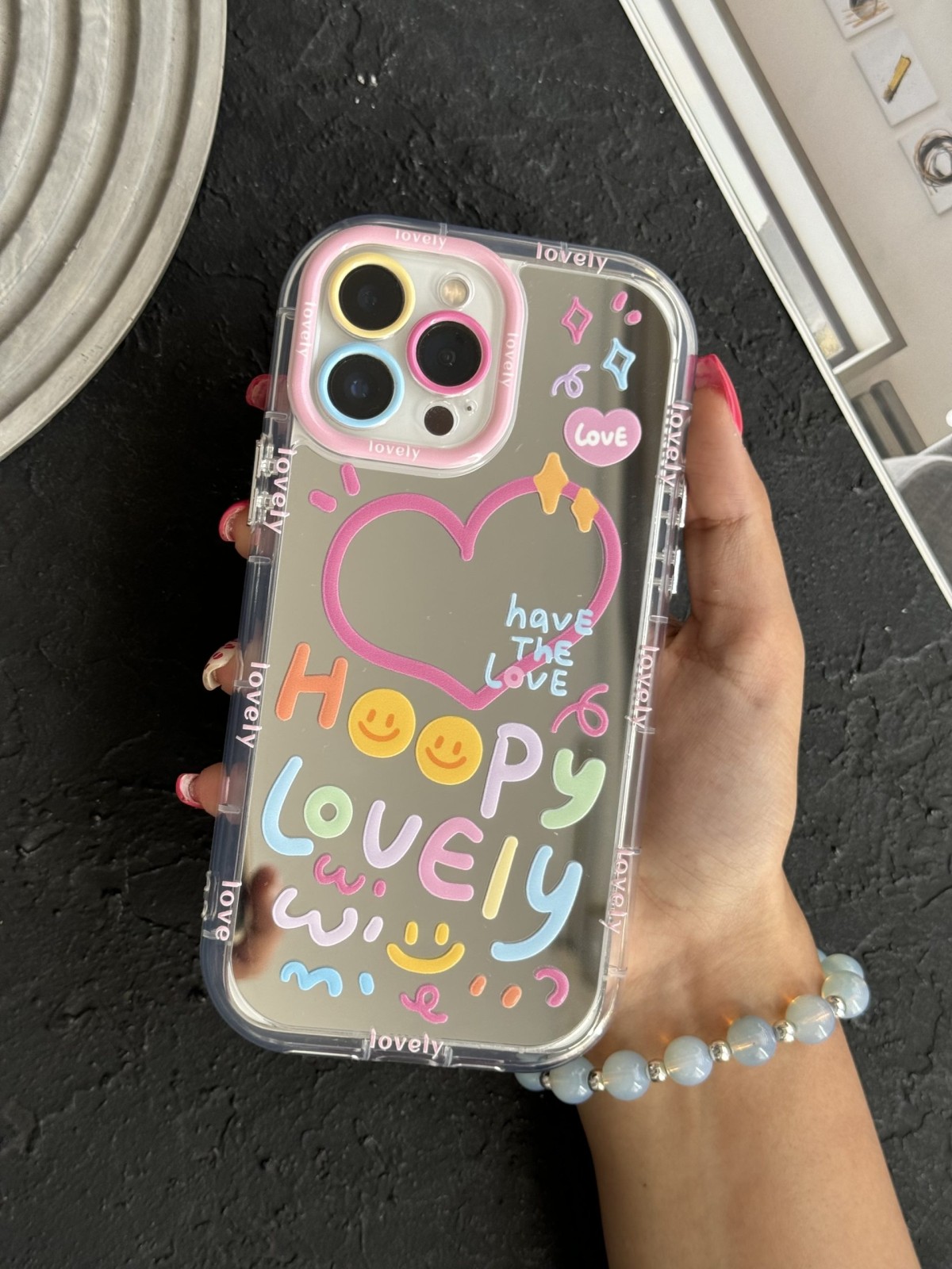 قاب موبایل ( آیفون - سامسونگ ) هپی لاولی آیینه ای