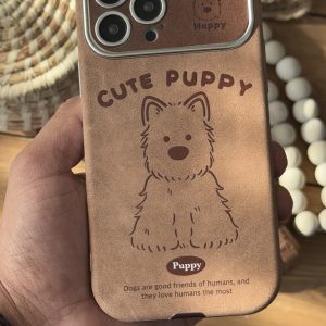 قاب موبایل آیفون کیوت پاپی چرم قهوه ای سنگشور