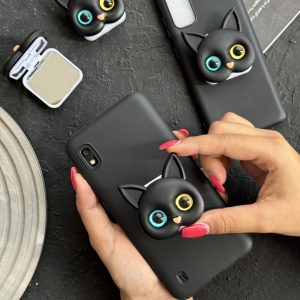 قاب موبایل آیفون گربه سیاه پاپسوکت آیینه ای